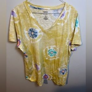 Yellow Tie Dyed Sonoma The Everyday Tee V Neck